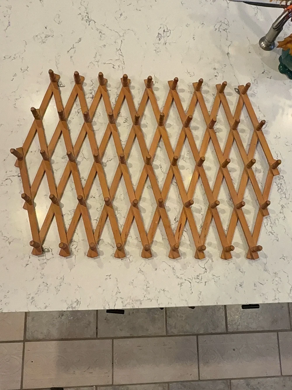 Vintage Extra Large Wooden Accordion 49 Peg Rack Wall Mount Expandable